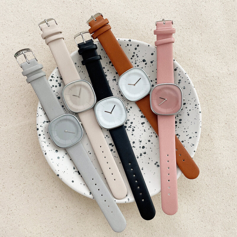 Reloj de cuero de diseño minimalista para mujer, relojes de cuarzo para mujer, reloj femenino informal, elegante, moda