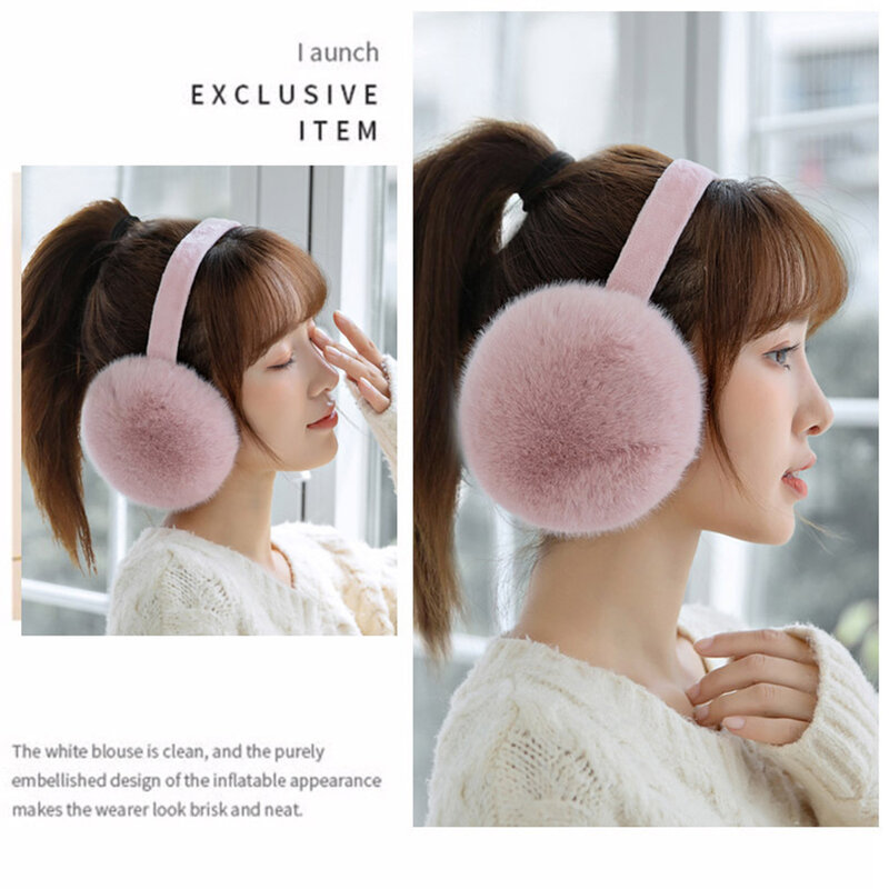 Fluffy Lightweight Ear Wamer with Removable Ear Bags for Cleaning Suitable for 99% Head Circumference