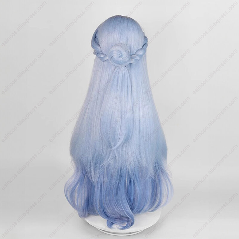 HSR Robin Wig Cosplay 96cm, Wig gradien warna campur biru muda panjang, rambut sintetis tahan panas Halloween