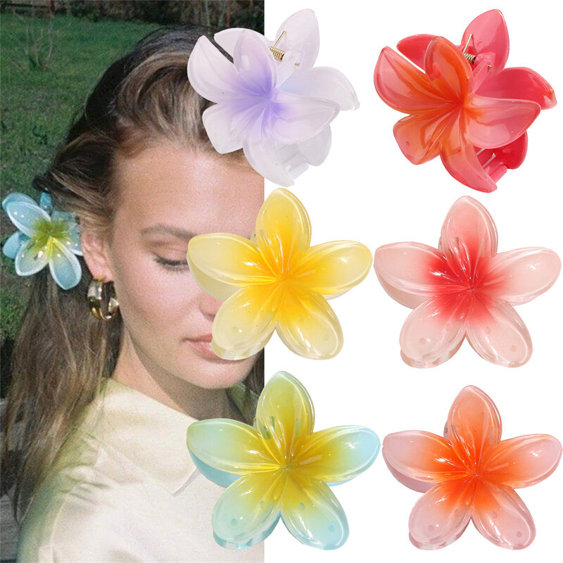 Haar Blume Clip Clips Hawaiian Plumeria Strand Blumen Klaue Barrettes Zubehör Haarspange Kinder Bunte Frauen Stück Künstliche