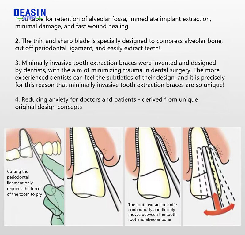 Deasin-elevador Dental de 8 piezas, equipo de ortodoncia para cirugía Oral, instrumento quirúrgico, herramientas de dentista y laboratorio