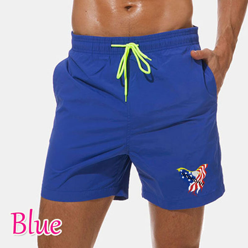 Celana pendek longgar pria, celana pantai tipis olahraga kasual musim panas