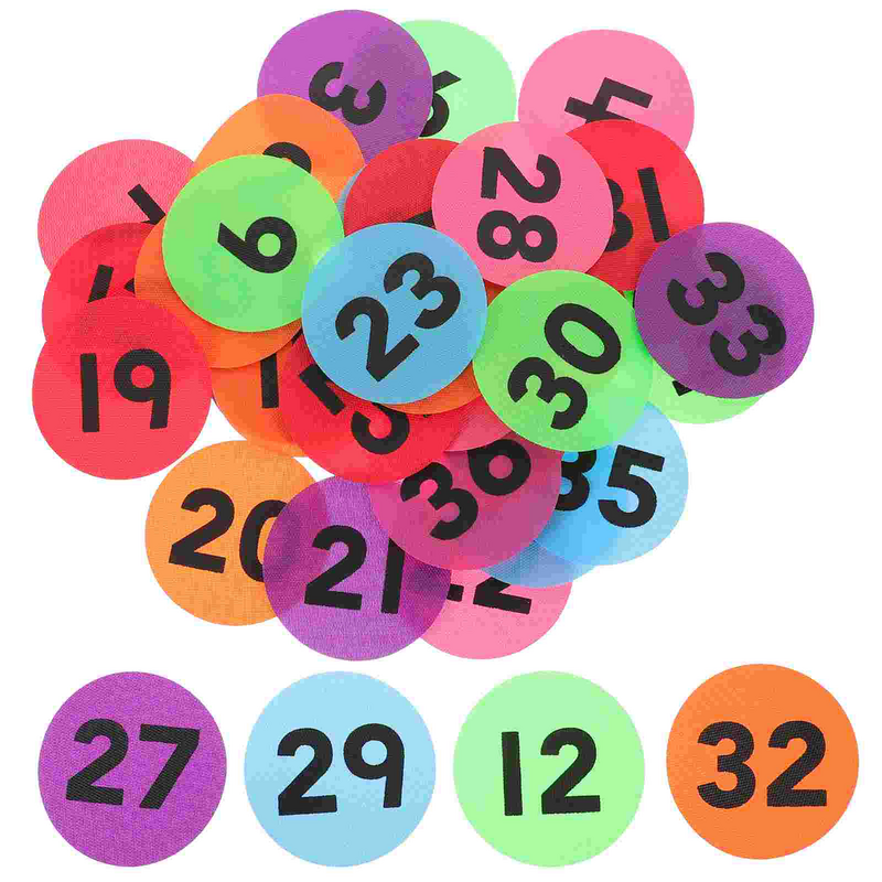 Pegatinas de colores de nailon para decoración de alfombras, etiquetas adhesivas con números de 36 piezas, para oficina, área redonda, clasificación de identificación