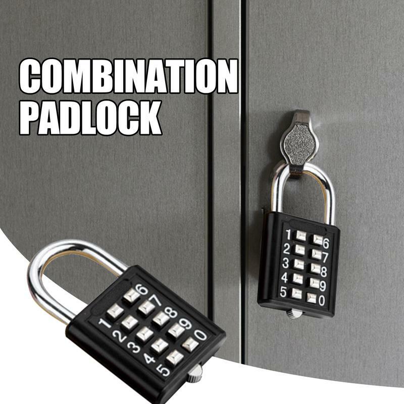 コードボタン付きジムパッドロック、コンビネーションセキュリティ南京錠、デジタルコード、学生のフェンス用の小さなロッカーロック、8桁、10桁