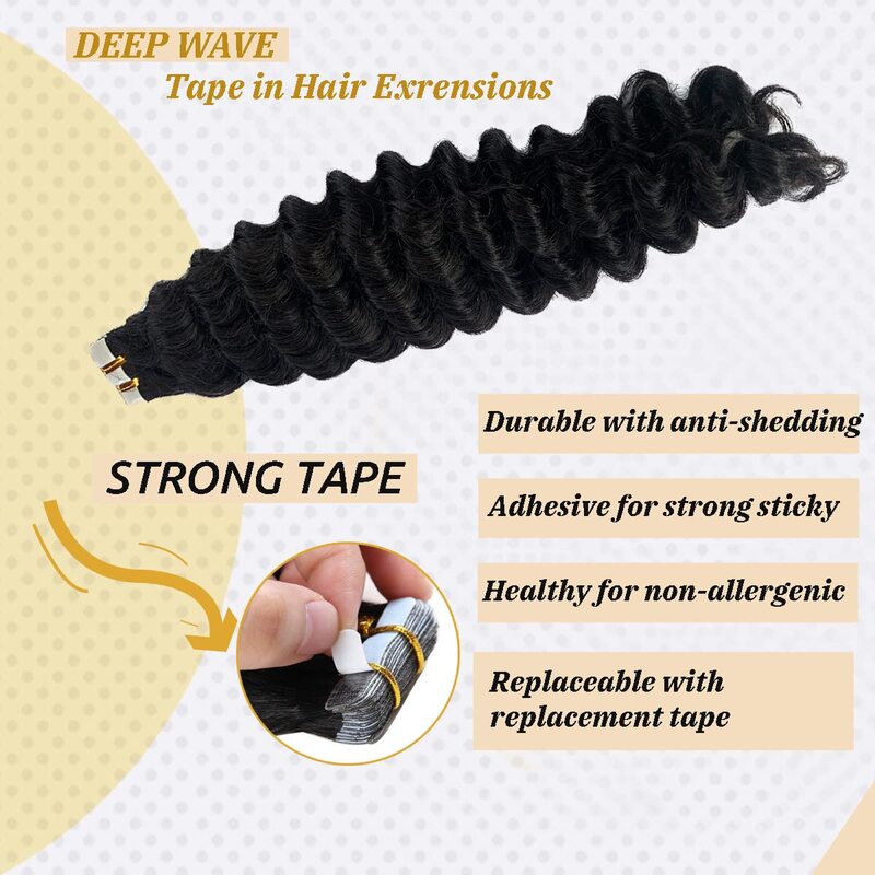 Tape In 100% Real Human Hair Extensions 16-26inch Straight Seamless Skin Weft Invisible Natural Black Hair Adhesive Extension