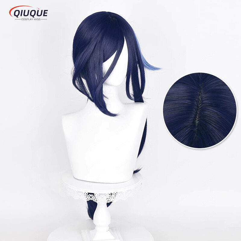 Game Impact Fontaine Clorinde Cosplay Wig Long Straight Blue Mix Heat Resistant Synthetic Hair Anime Wigs + Wig Cap