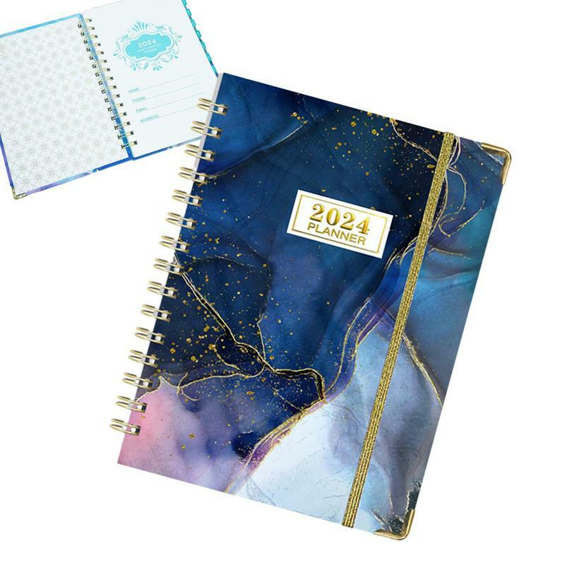 2024 Weekly Planner Spiral Bound A5 Monthly Planner Appointment Book Spiral Bound From Jan.2024 To Dec.2024 Elastic Closure