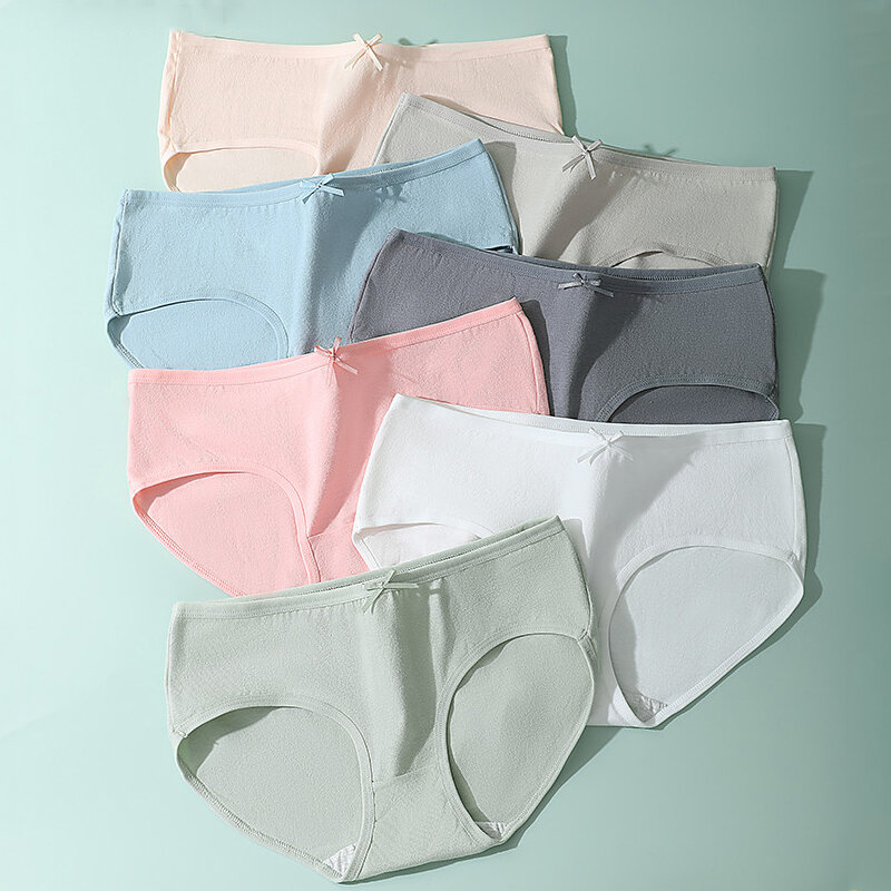 3PCS/Set Pure Cotton Panties Women Breathable Underwear Solid Seamless Soft Sexy Ladies Briefs Low Waist Female Lingerie