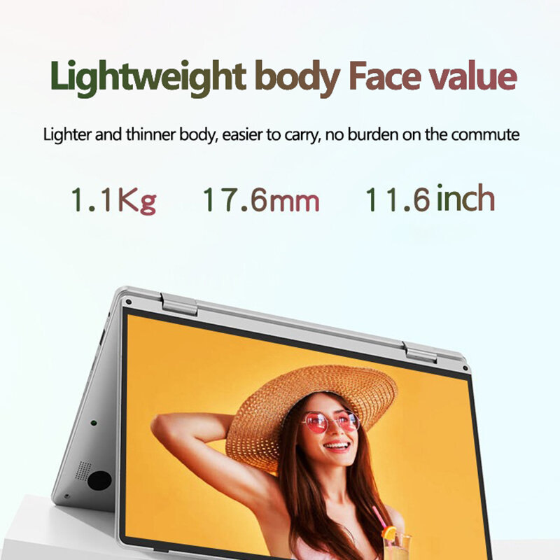 Laptop 11.6 Inch Intel Celeron N4020 360 ° Flips Hd Camera Touchscreens 6Gb Ddr4 2Tb Ssd 4500 Mah 2.8 Ghz Lichtgewicht Tablet