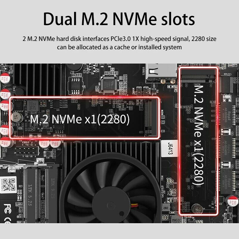 NAS płyta główna J6413 J6412 2 * Intel i226-V 1 * RTL8125BG 2.5G LANs 2 * NVMe 6 * SATA3.0 2 * DDR4 1 * PCIe Mini ITX miękka płyta główna routera