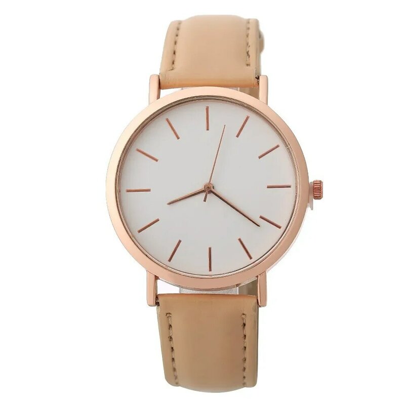 Zegarki damskie moda różowe złoto minimalizm prosty skórzany pasek kwarcowy analogowy zegarek na rękę luksusowe damskie Casual Relogio Masculino