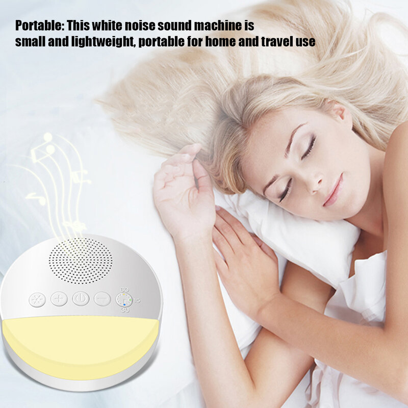 White Noise Machine para bebê e adulto, Leitor portátil do sono, USB recarregável, Função de memória