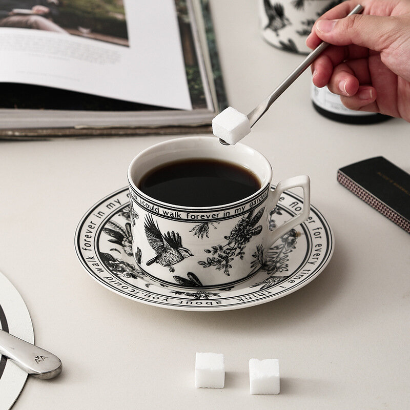 빈티지 세라믹 찻잔 세트, 절묘한 세라믹 꽃 패턴 커피 컵 트림, 식사 및 테이블 장식, 1 세트
