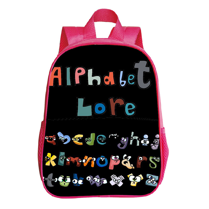 Alphabet Lore Print Rucksack Kinder Kawaii rosa Bücher tasche Kindergarten Tasche hochwertige Rucksäcke für Mädchen Cartoon Schult asche Geschenk