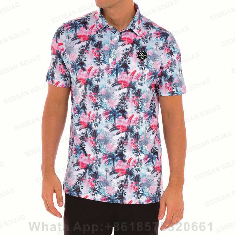 Camisa polo de golfe masculina de manga curta impressa na moda camisa esportiva verão ao ar livre casual streetwear lapela botão polo camisa 2023