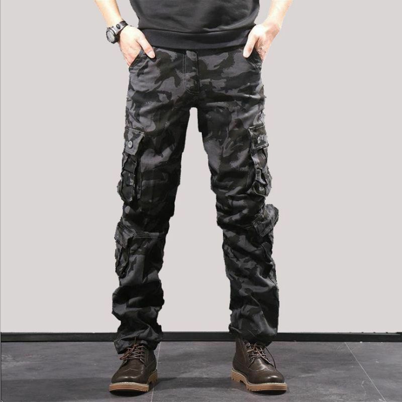 Macacão masculino calças táticas militar multi-bolso calças de perna reta durável solto algodão lounge 44 tamanho do exército masculino
