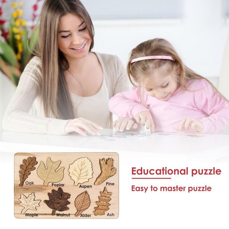 Puzzle in legno giocattoli foglia di foresta Puzzle tavola di legno apprendimento foglia Puzzle prima infanzia giocattolo cognitivo educativo regalo