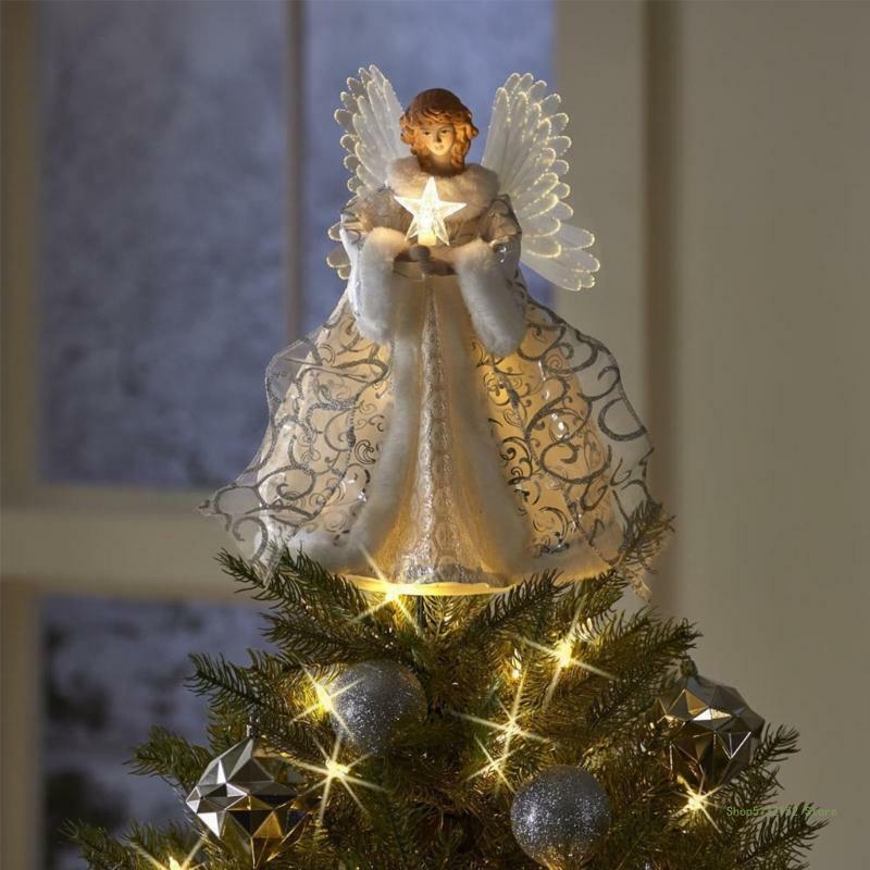 QX2E Christmas Tree Top Angel Light Led Lamp Ornament Art Crafts Accessory
