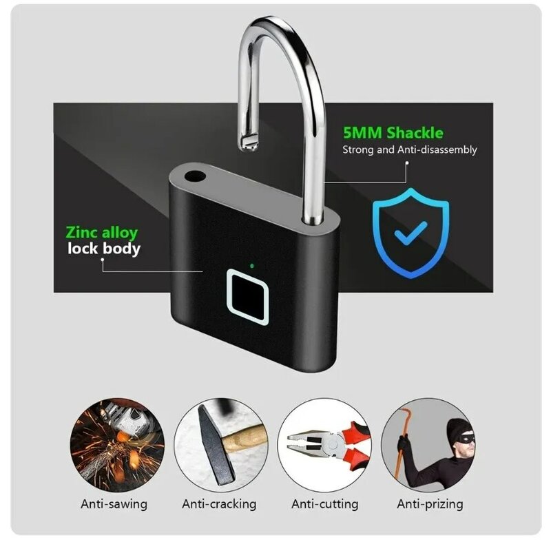 Khóa vân tay Keyless không thấm nước chống trộm khóa thông minh khóa vân tay hợp kim kẽm an toàn thông minh khóa cửa điện tử