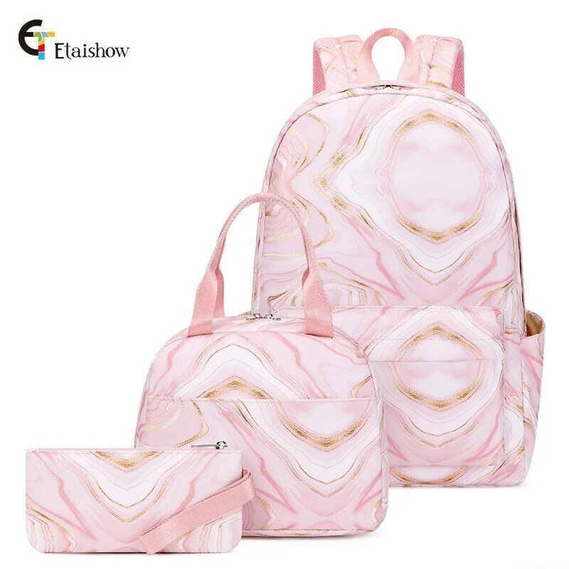 Рюкзак-тройка для девочек, романтичный водонепроницаемый Легкий милый ранец с принтом звездного неба и граффити, для начальной школы