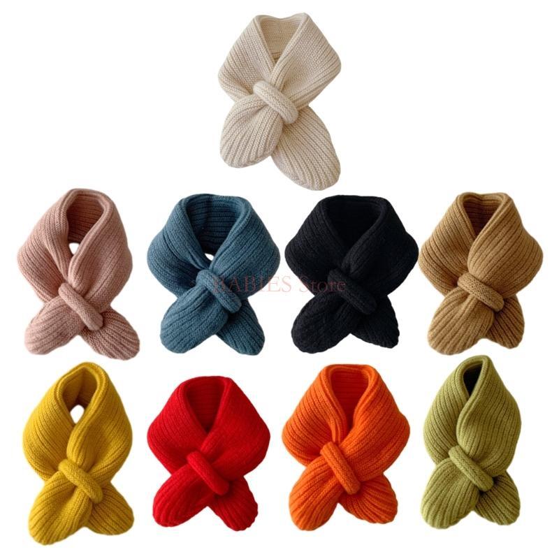 C9GB Bufanda punto elegante para niños, bufanda cálida, cómoda envoltura para cuello para niños, para otoño e invierno