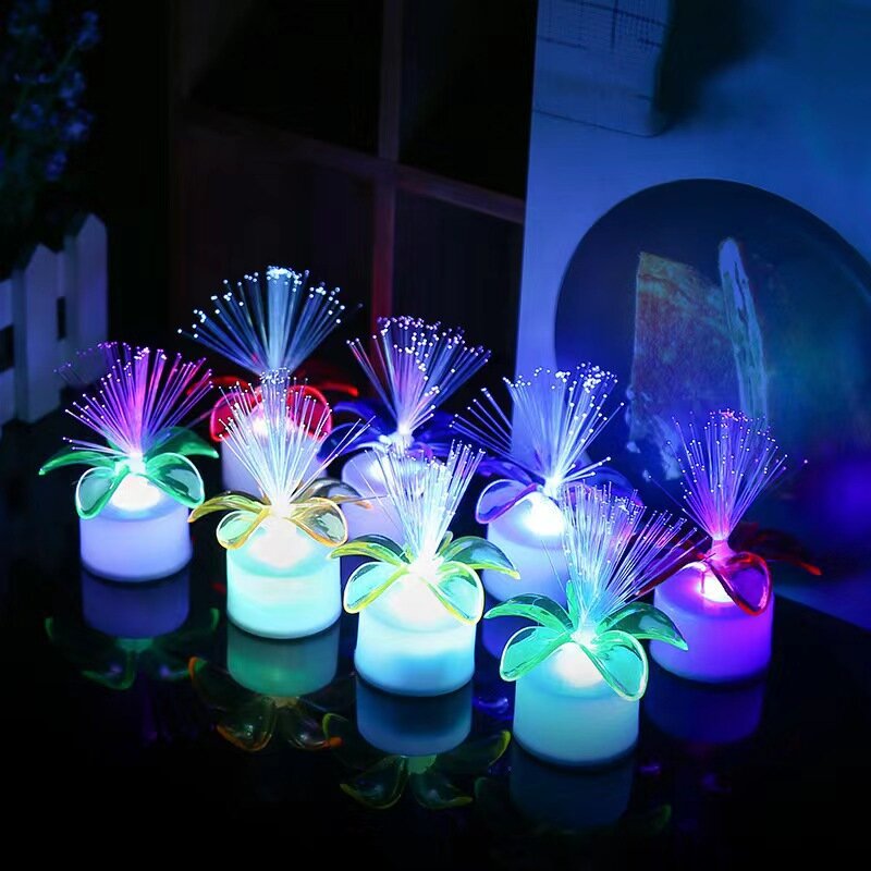 LED Floral Fibra Óptica Night Light, Optic Flower Lamp, Mudança de cor, Kids Room, Holiday, Party Decor, 10Pcs