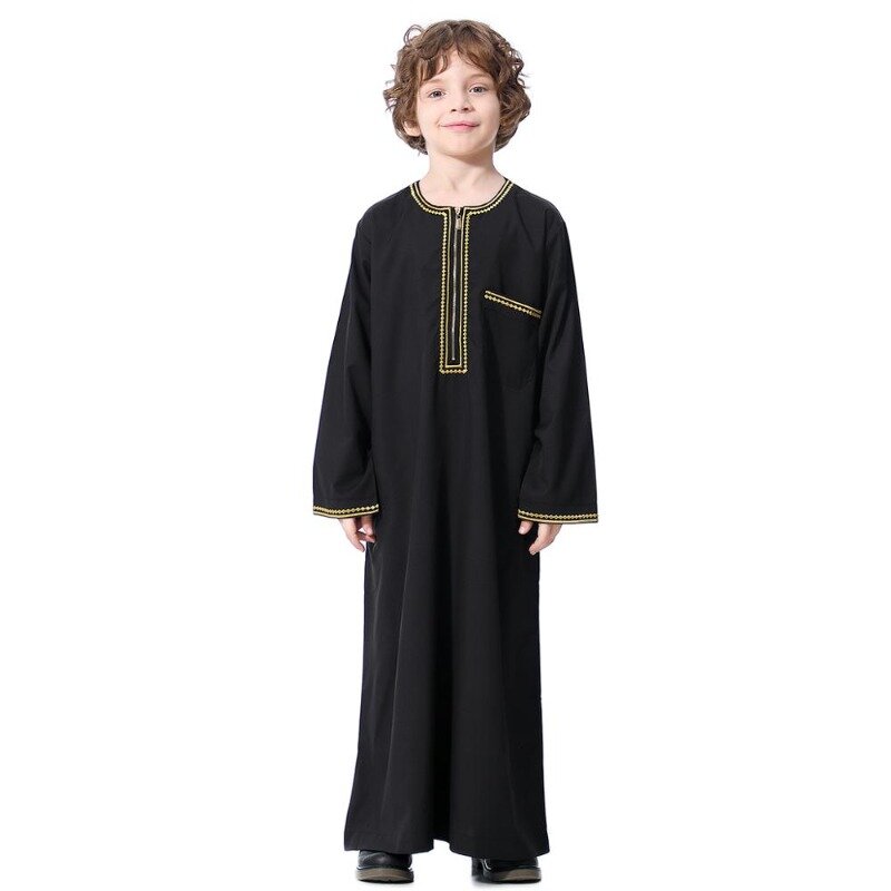 Muzułmańskie dzieci Abaya Jubba Thobe chłopiec długa sukienka islamska Ramadan dzieci Kaftan szata Dubai Arab Kaftan saudyjski nabożeństwo