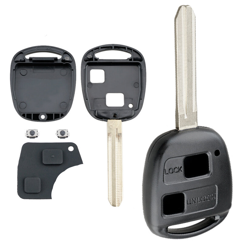 Remoto Car Key Fob Substituição de Shell Case, 2 Botões, Fit para Toyota com TOY43 Blade, Auto Key Acessórios