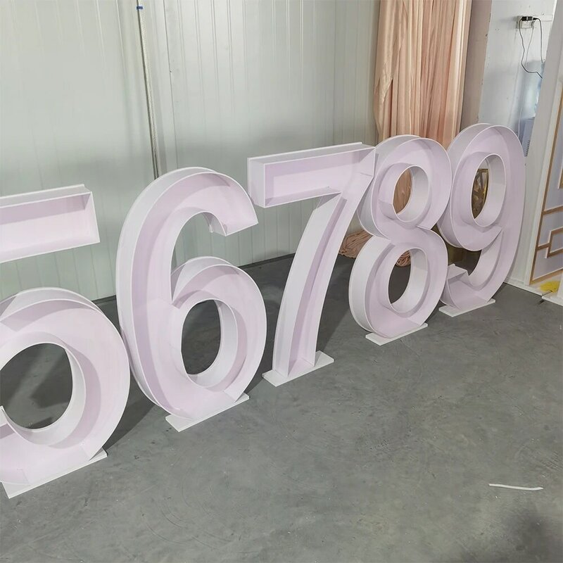 Numero di matrimonio enorme grande 4ft 5ft light marquee letter back drop stand per oggetti di scena per feste di matrimonio