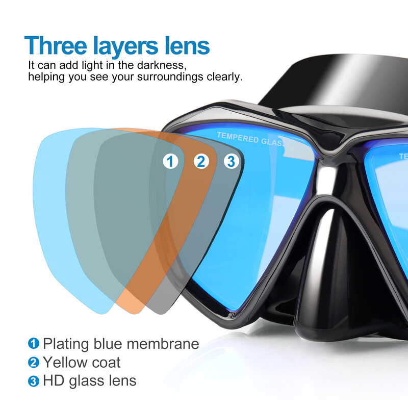 Masker Menyelam Profesional EXP VISION untuk Snorkeling dan Menyelam Bebas Scuba, Masker Snorkeling Dewasa dengan Kacamata Antigores