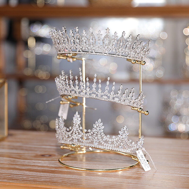 Espositore per fascia con corona di diadema di cristallo espositore per corona di principessa in metallo dorato supporto per fasce di cristallo organizzatore di stoccaggio