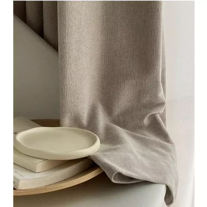 Cortinas nórdicas japonesas de algodón y lino para sala de estar, decoración de dormitorio, cortina opaca, cortina de partición terminada personalizada