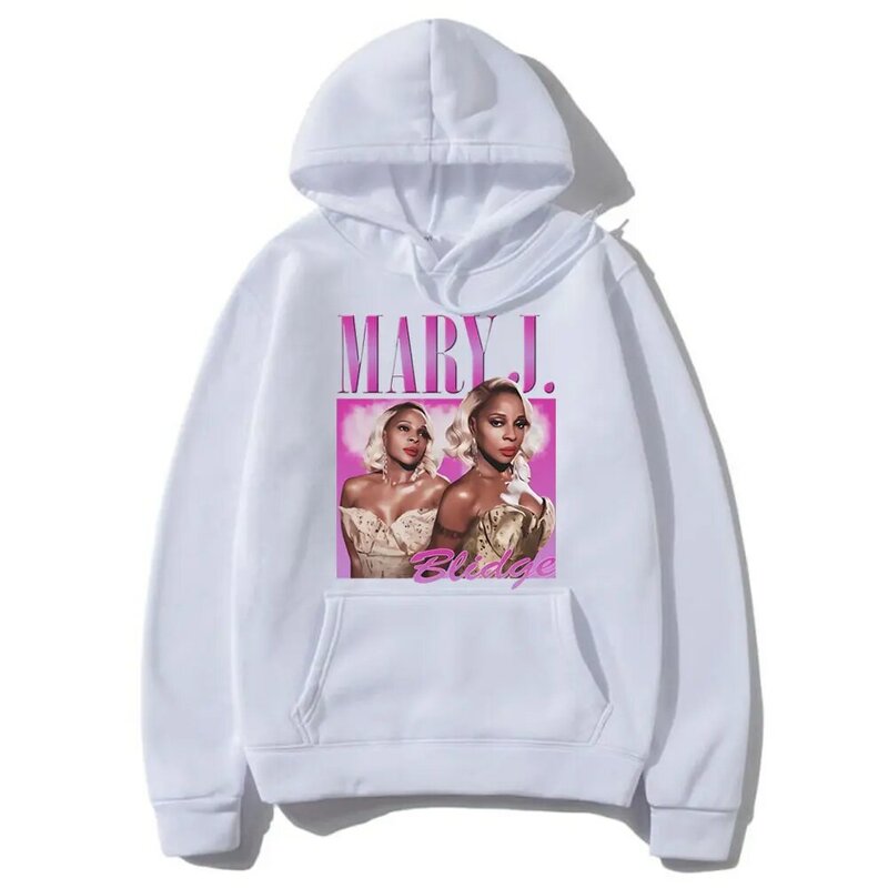 Rared Mary J Blige-Sweat à capuche imprimé graphique pour hommes et femmes, sweat-shirt vintage, sweats à capuche en coton, sourire décontracté, hip hop