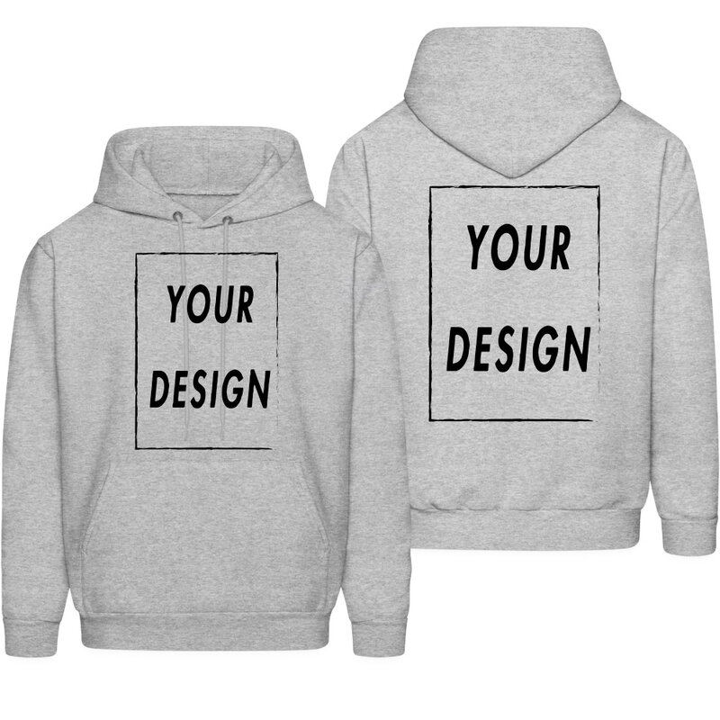 Sweater hoodie kustom Pria Wanita, atasan bertudung hangat lengan panjang dan belakang menambahkan desain Anda depan dan belakang