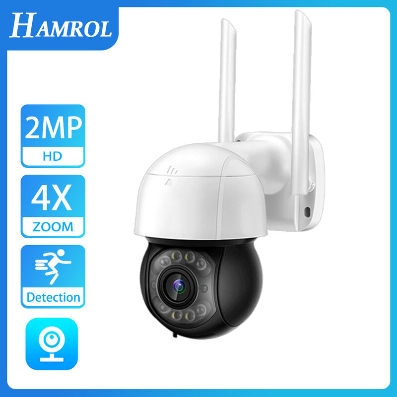HAMROL-minicámara IP inalámbrica HD1080P PTZ para exteriores, videocámara inteligente con Wifi, Onvif, Zoom digital 4X, seguimiento automático, detección humana por Ia, V380
