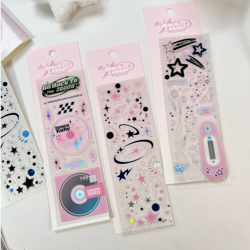 1Pc Koreaanse Droom Ster Muziek Serie Laser Guka Sticker Vlokken Idool Kaart Deco Plakboek Diy Materiaal Decoratie Briefpapier Sticker