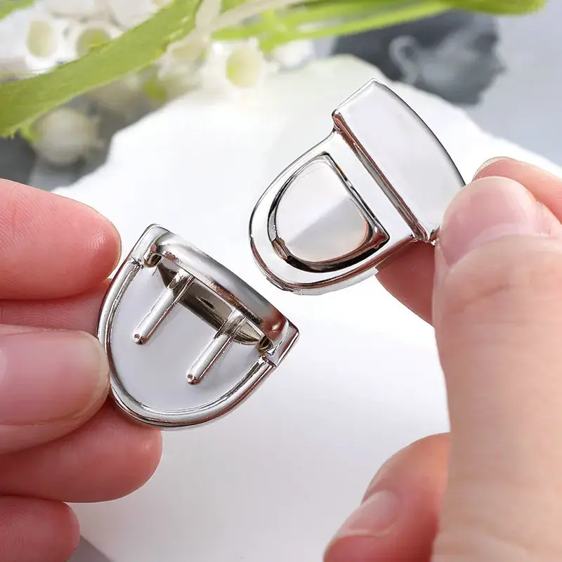 5 buah kunci logam tas kulit gesper kunci lidah bebek gesper jepret kunci putar untuk bagasi pakaian DIY aksesori tas kerajinan