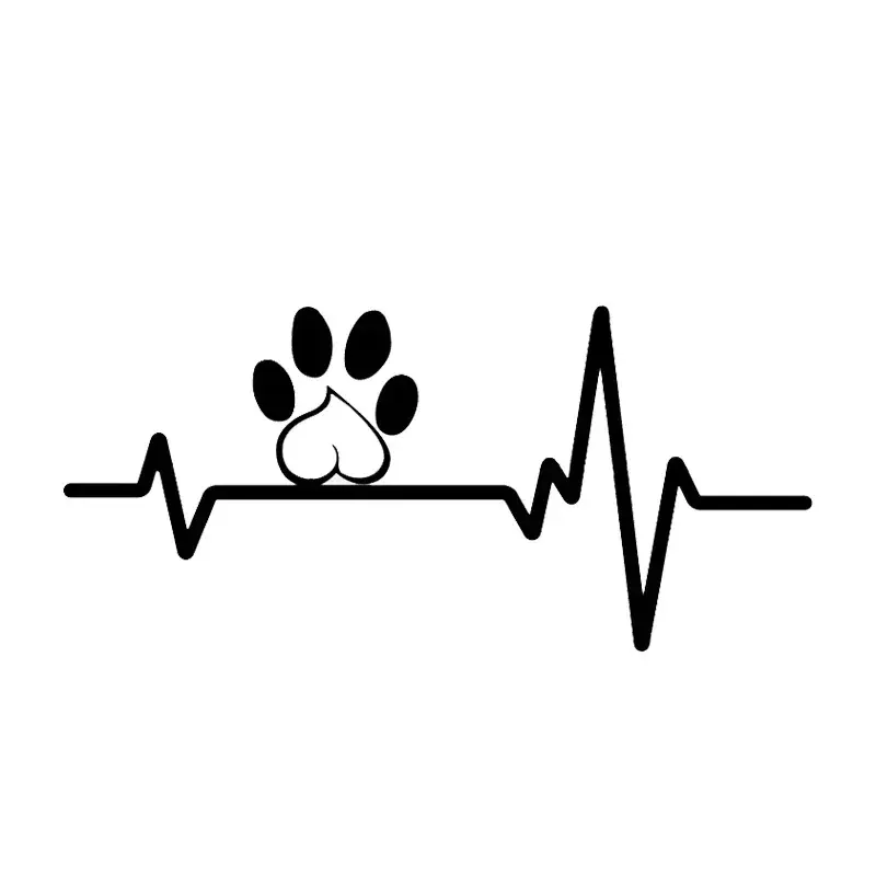 Car Stickers Fashion Funny Puppy Footprints Heartbeat Line Vinyl Decal Auto Stickers and Decals Car Styling