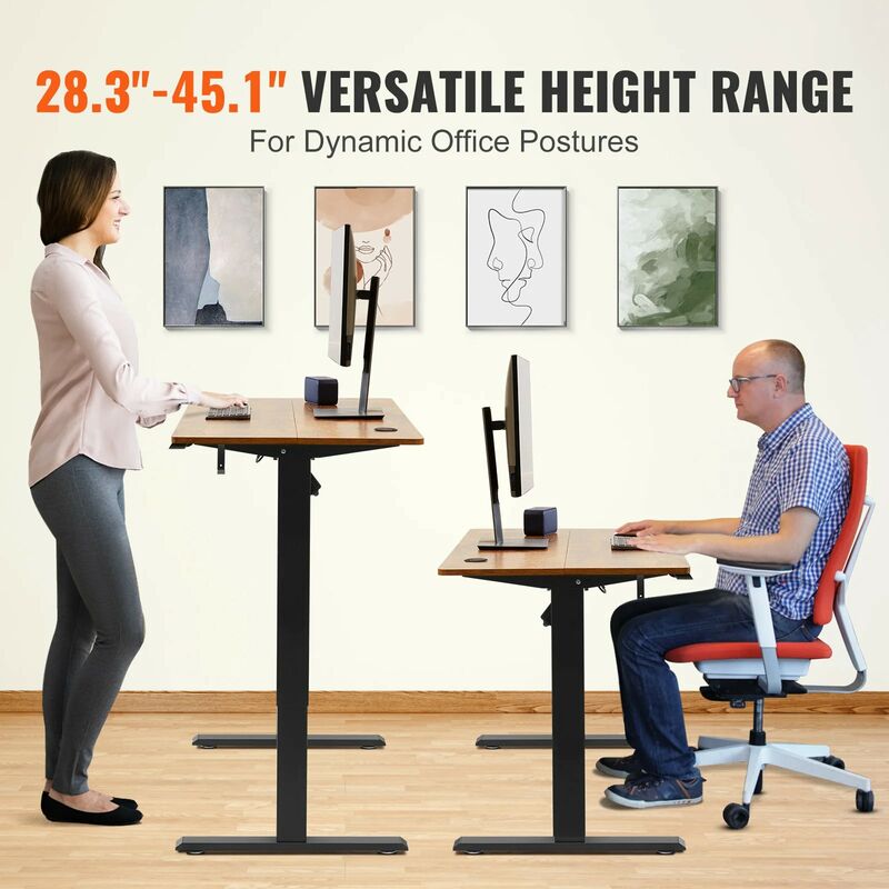 VEVOR Electric Standing Desk Height Adjustable Standing Desk W/ Dual Protecting System High Load Capacity Table for Home Office