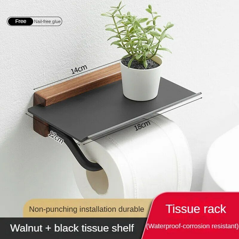 Rak penyimpanan tisu kayu polos, aksesori kamar mandi rak Organizer kertas Toilet kamar mandi, rak penyimpanan gantung dinding kreatif