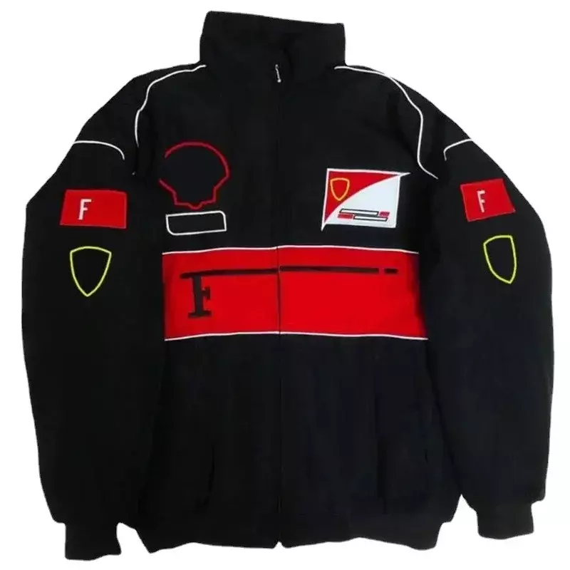 アメリカのフル刺繍入りオートバイの乗馬ジャケット、f1レーシングカーファン服、綿、秋冬