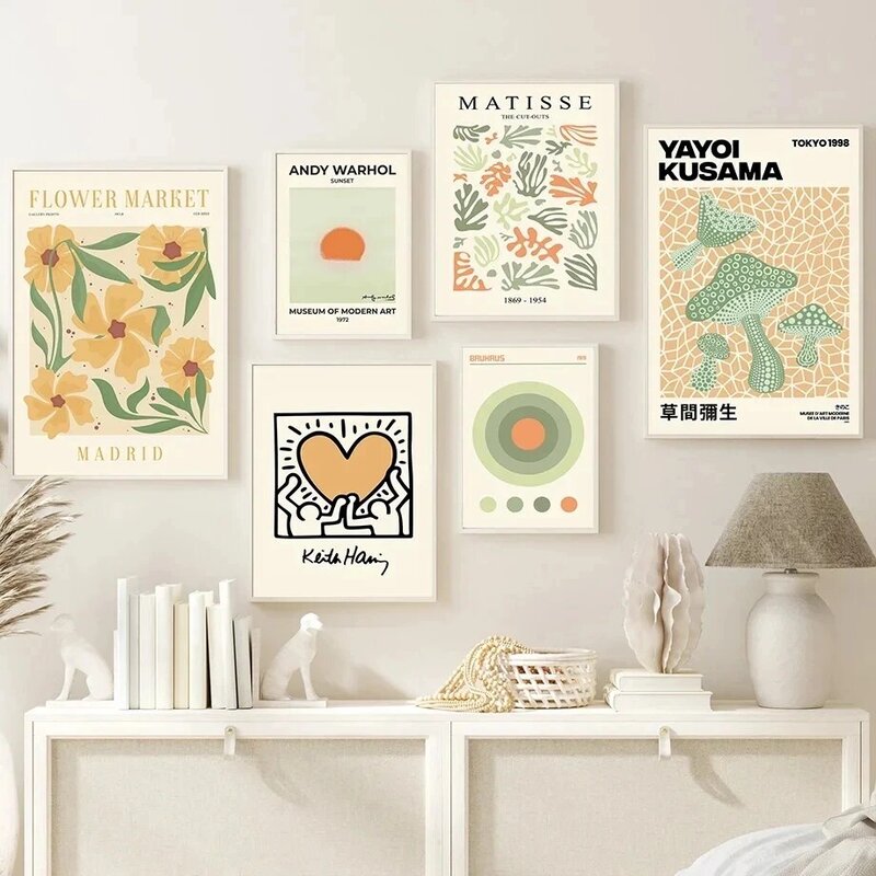Abstrato Matisse Yayoi Kusama Galeria Cartazes e impressões, Wall Art, Pintura Canvas, William Morris Pictures, Living Decoração Sala