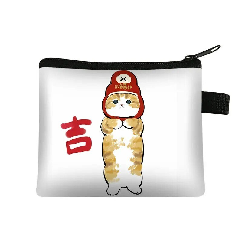 Monedero con patrón de gato gordo japonés, monedero Shopper, lindo tiburón gato, Mini bolsos, monederos casuales para niños, bolsa de lápiz labial, bolsas de dinero para cambiar, regalo