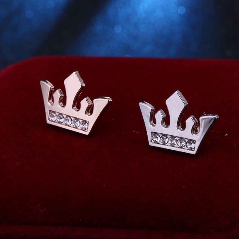 Broche de Metal de cristal para solapa para hombre y mujer, alfileres de Cuello de camisa, broches de insignia, accesorios de joyería, corona pequeña coreana