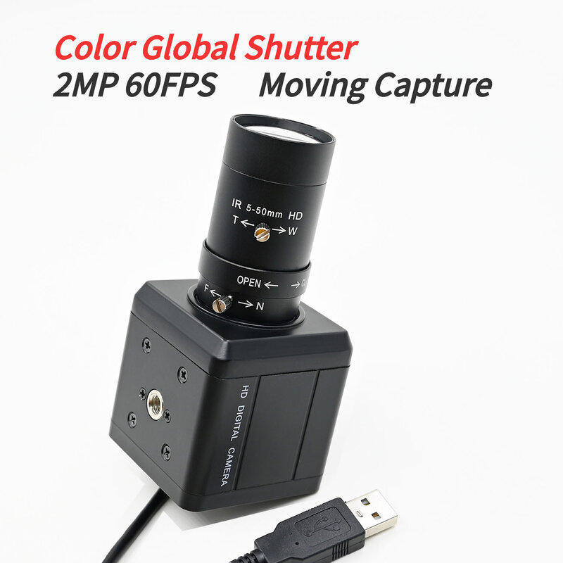 Câmera Industrial GXIVISION, Obturador Global de 2MP, Cor 1600X1200, 60fps, Plug and Play USB, Visão de Máquina