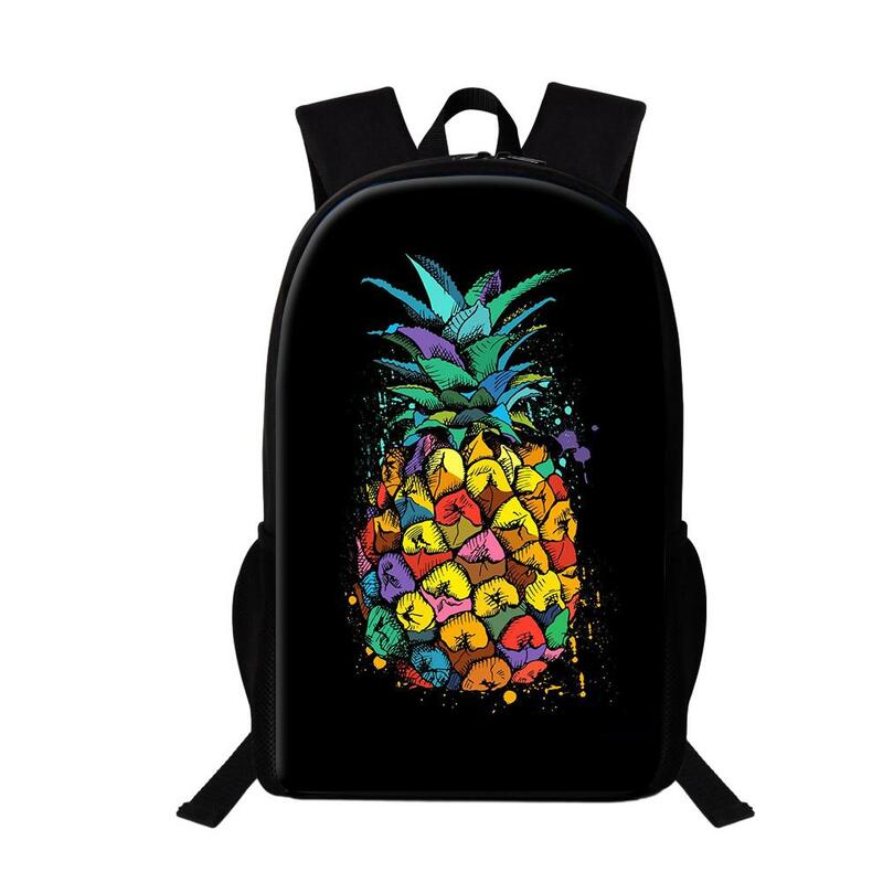 Pineapple Fruit Print School Bags Cartoon Fruit Backpack For Teen Girls Student Bookbag Gift 16 Inches Travel Daypack Laptop Bag