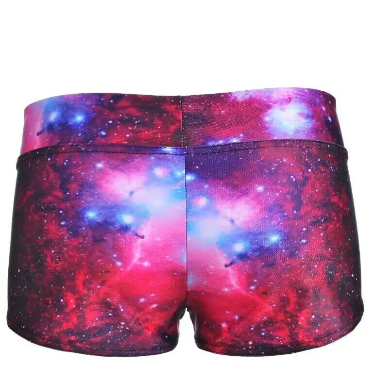 Pantalones cortos con cinturón ancho para mujer, Shorts sexys con estampado de galaxia y cielo, 2XL, 3XL