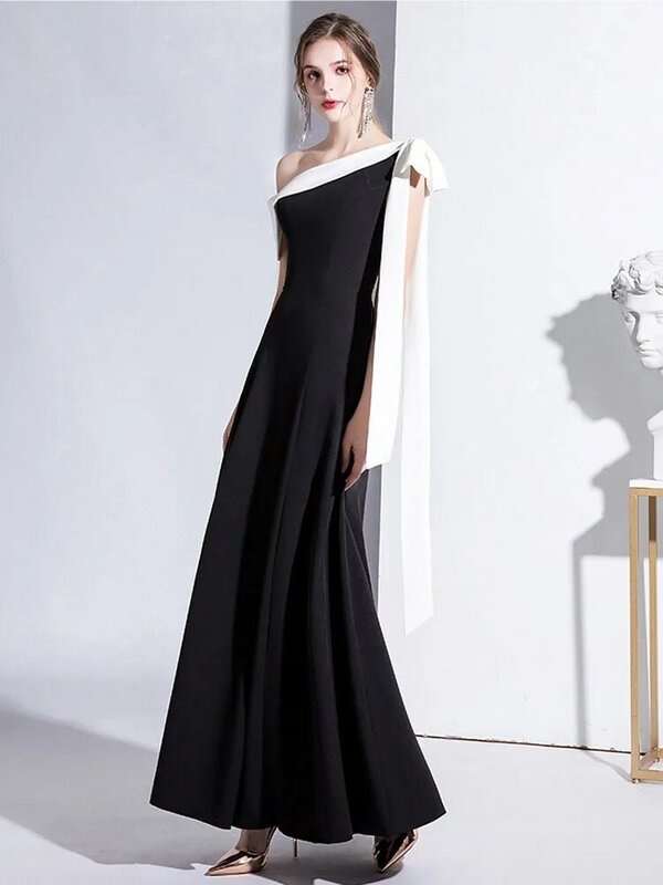 Элегантное Черное официальное вечернее длинное платье для женщин 2023 летнее сексуальное облегающее платье на одно плечо для приема выпускного вечера стандартное платье повседневное Макси платье