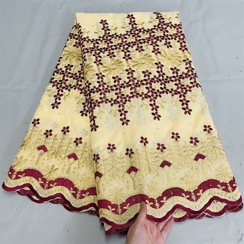 Хлопковая кружевная ткань высокого качества, африканская швейцарская вуаль, кружево с камнями, вышивка, африканская кружевная ткань для шитья одежды QF0270
