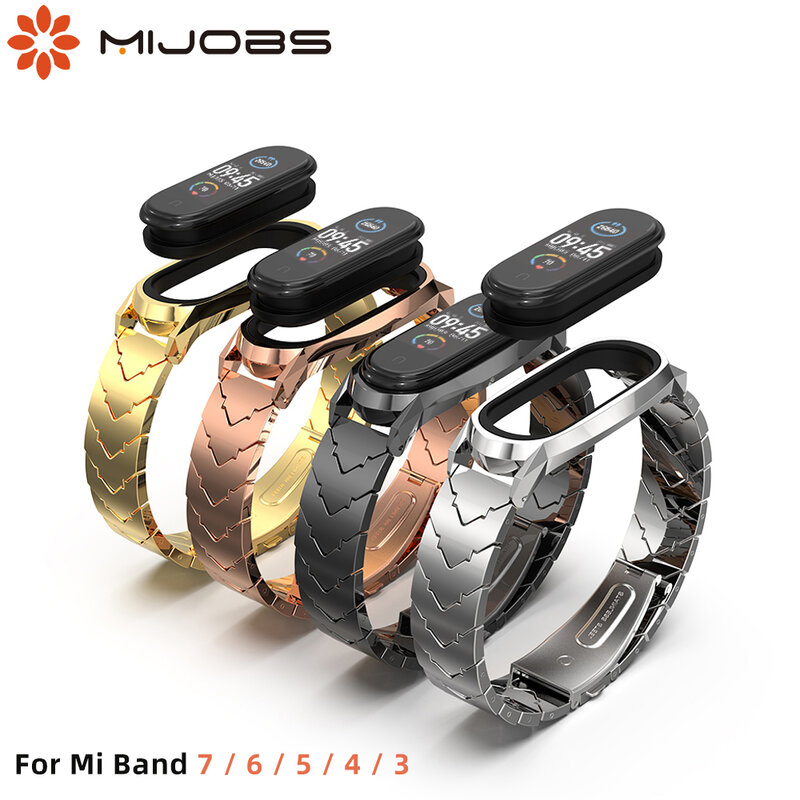 Sangle pour Xiaomi Mi Band 5 6 7 NFC Mondial-Bracelet En Métal Bracelet pour Mi Band 4 Bracelet En Acier Inoxydable Bracelet pour Miband 7 Correa